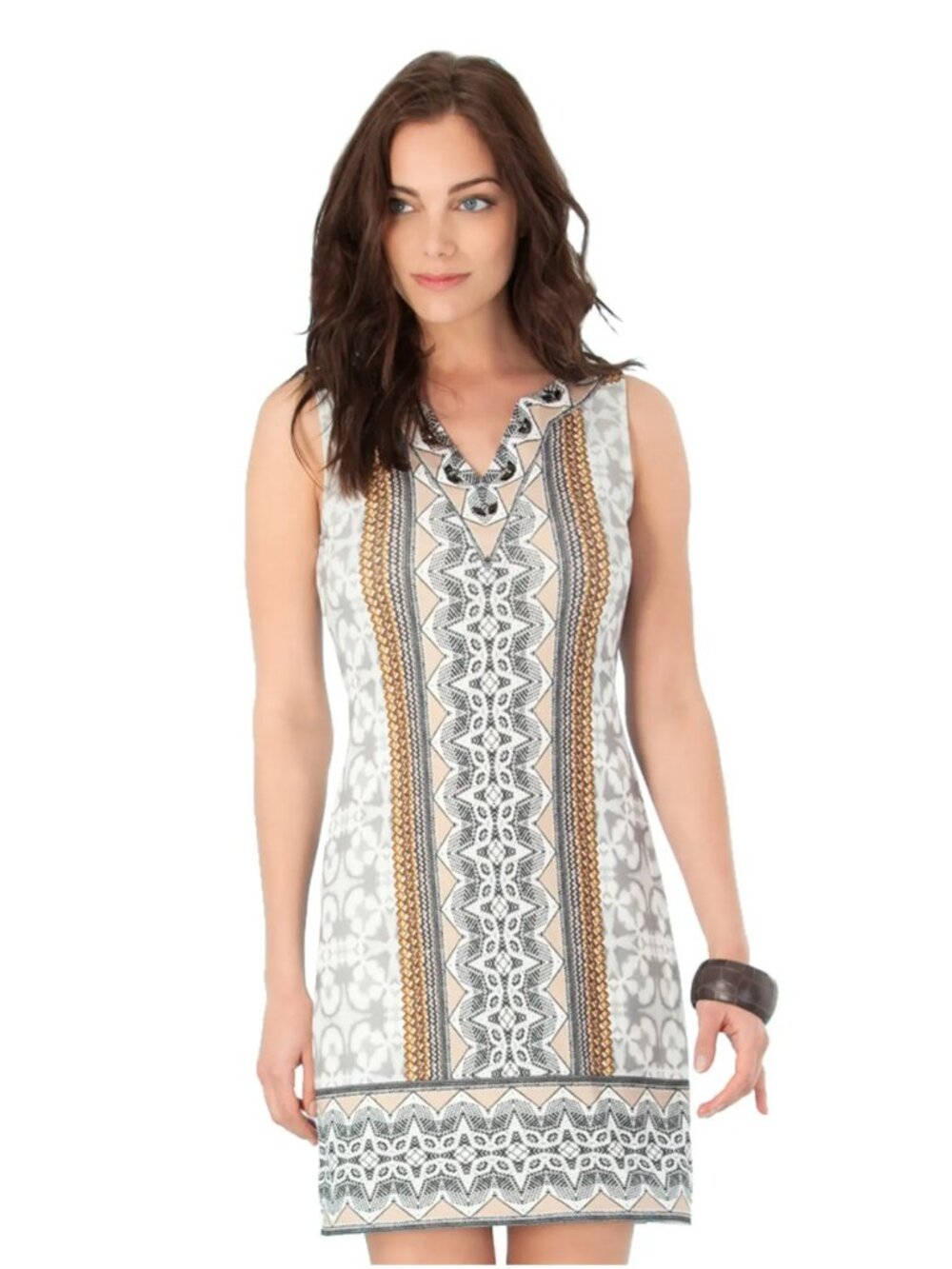 Hale Bob Lauryn Jersey Shift Dress Sleeveless Geo Print S